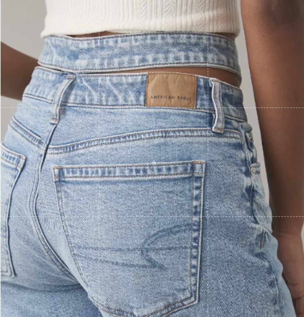 American Eagle Strigid Super High Rise Baggy Straight Cutout Jeans Size 000 Reg